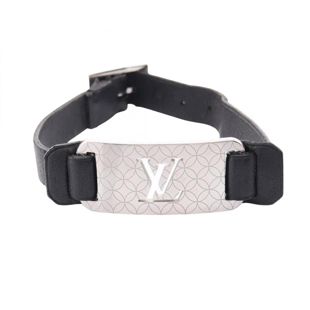 Louis Vuitton Champs-Élysées Bracelet, Leather and Metal, Women's, Silver/Bla...